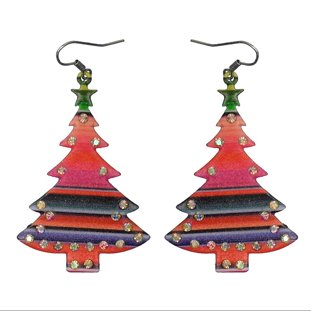 Serape Christmas Tree Earrings